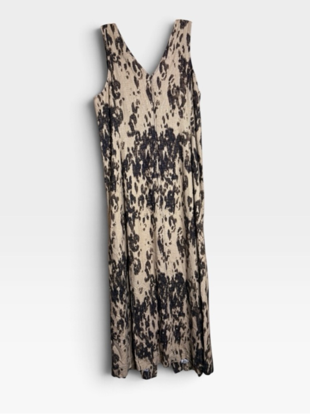 Banana Republic Size 12 Linen Blend Animal Print Midi Dress